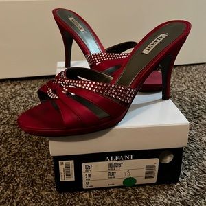 Red high heels, rhinestones